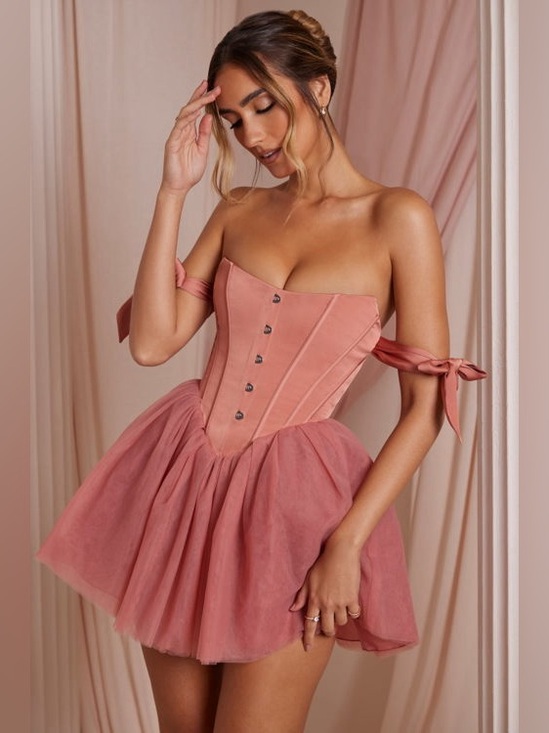 Oh Polly Dresses & Skirts - 🌺 OH POLLY Reine Corset Tulle Mini Dress in Terracotta. Size US 2.  Great Cond!!
